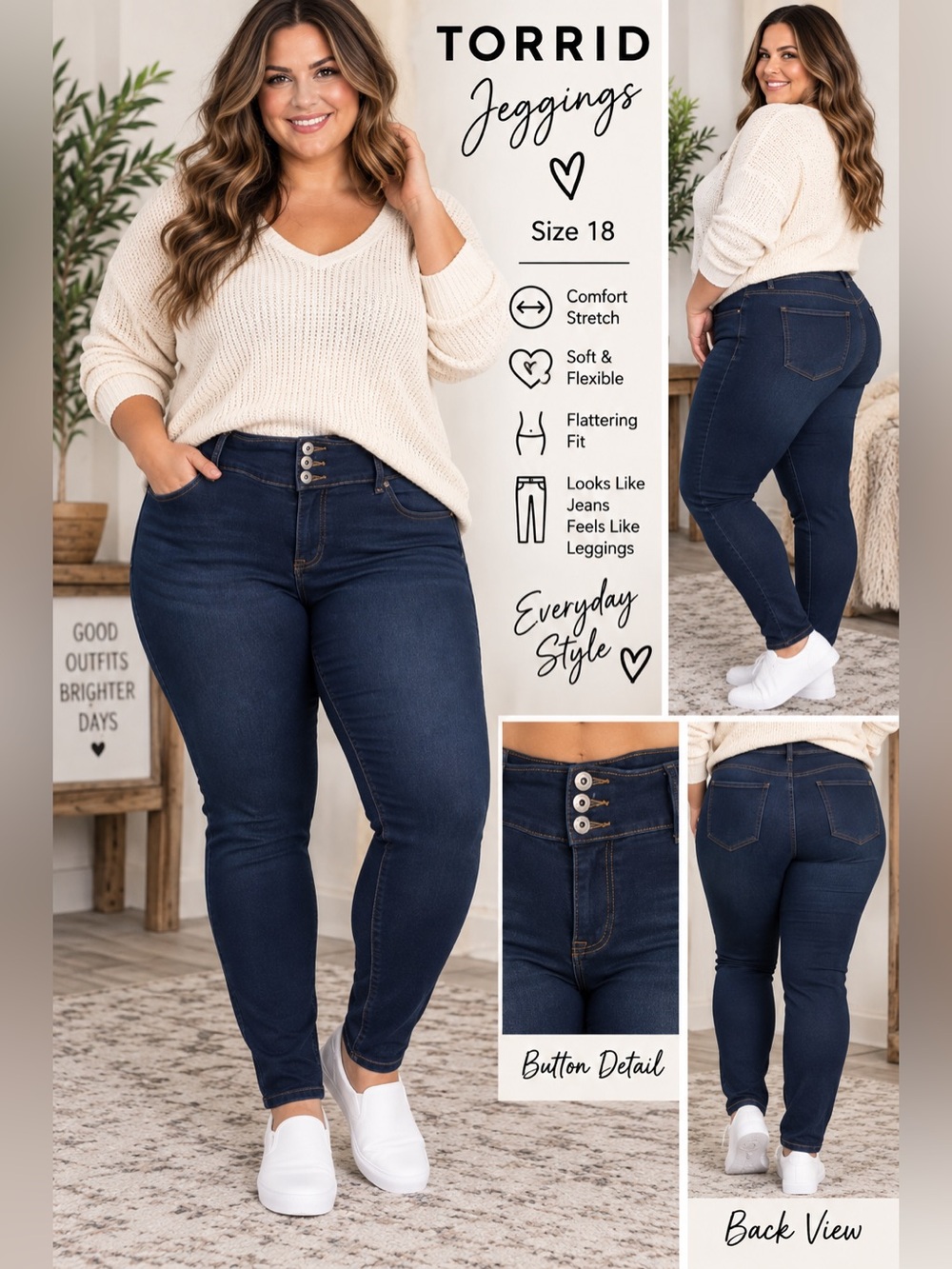 Torrid Size 18 Dark Wash High Rise 3 Button
Skinny Jeggings Stretch Jeans